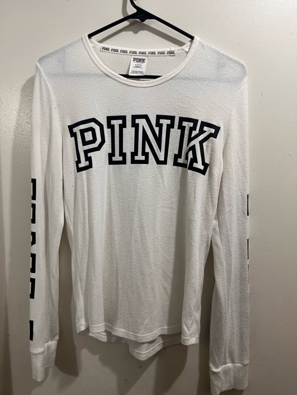 Victoria's Secret PINK White Crewneck Logo Top